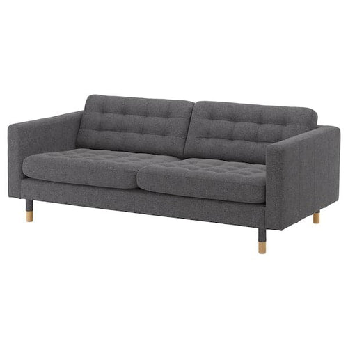 LANDSKRONA 3-seater sofa - Gunnared dark grey/wood ,