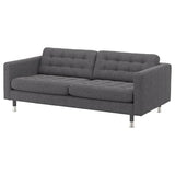 LANDSKRONA 3-seat sofa, Gunnared dark grey/metal, 204x78x89 cm