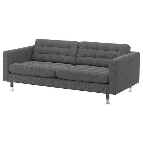 LANDSKRONA 3-seater sofa - Gunnared dark grey/metal ,
