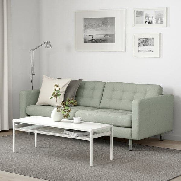 LANDSKRONA 3-seater sofa - Gunnared light green/metal , - best price from Maltashopper.com 49270321