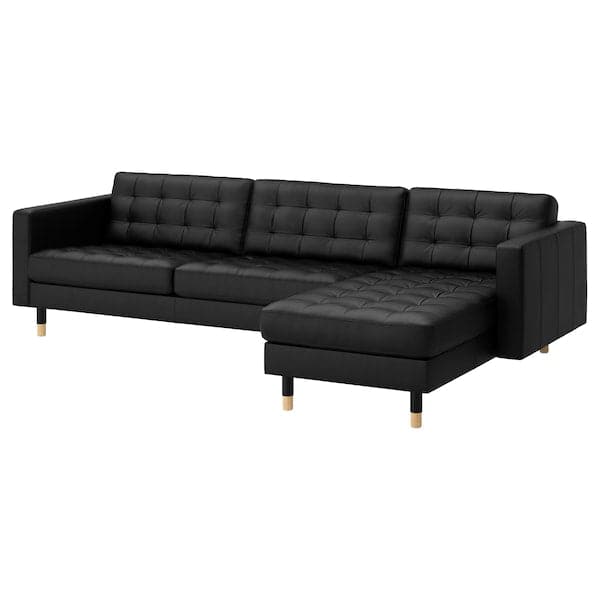LANDSKRONA 4-seater sofa - with chaise-longue/Grann/Bomstad black/wood , - best price from Maltashopper.com 49032410
