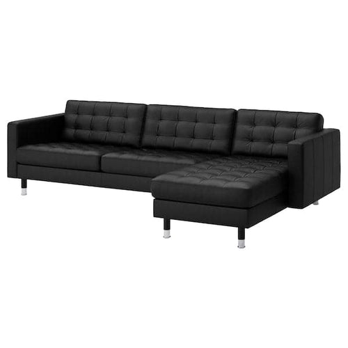 LANDSKRONA 4-seater sofa - with chaise-longue/Grann/Bomstad black/metal ,