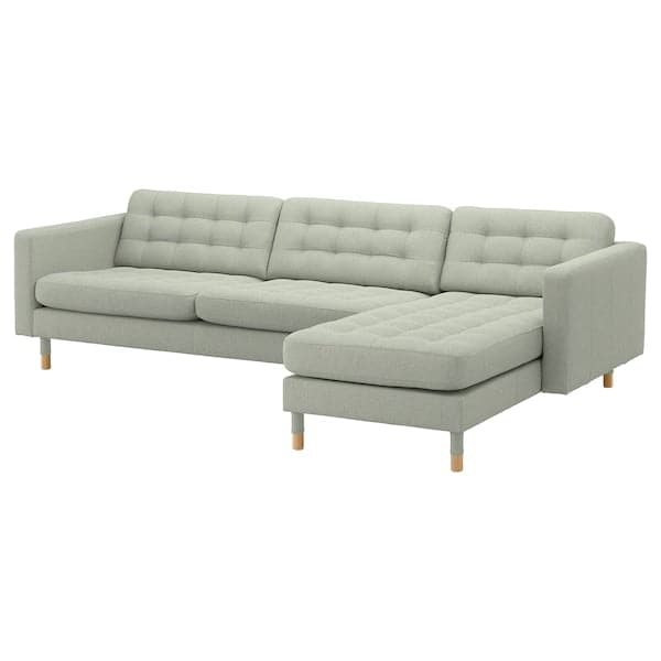 LANDSKRONA 4-seater sofa - with chaise-longue/Gunnared light green/wood , - best price from Maltashopper.com 99270465