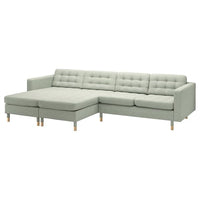 LANDSKRONA - 4-seater sofa with chaise-longue, Gunnared light green/wood , - best price from Maltashopper.com 79554304