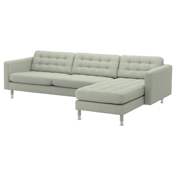 LANDSKRONA 4-seater sofa - with chaise-longue/Gunnared light green/metal , - best price from Maltashopper.com 09270455