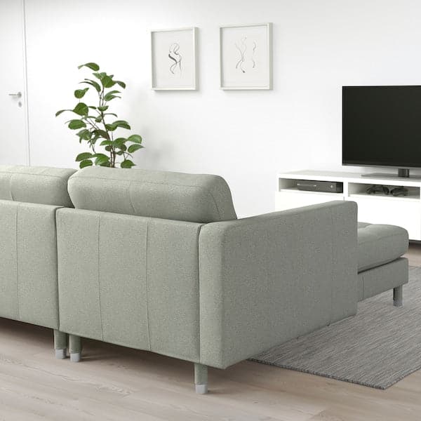 LANDSKRONA 4-seater sofa - with chaise-longue/Gunnared light green/metal , - Premium Sofas from Ikea - Just €1298.99! Shop now at Maltashopper.com