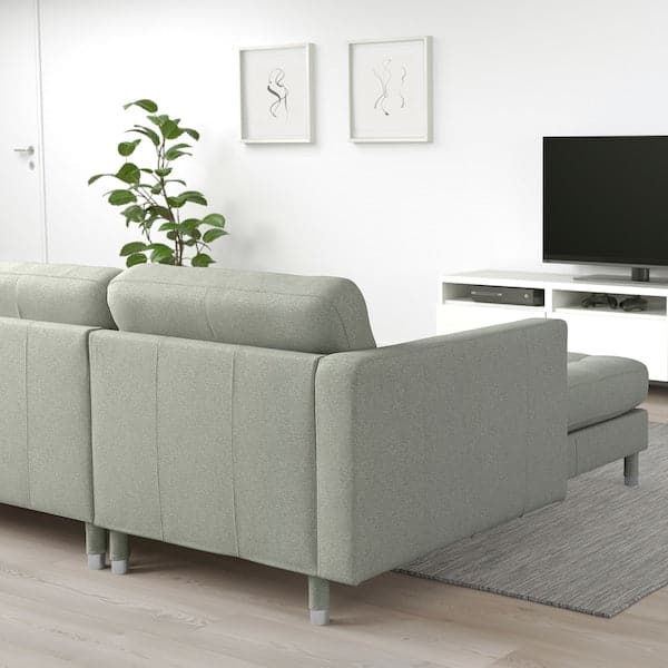 LANDSKRONA 4-seater sofa - with chaise-longue/Gunnared light green/metal , - best price from Maltashopper.com 09270455