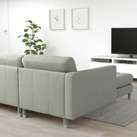 LANDSKRONA 4-seater sofa - with chaise-longue/Gunnared light green/metal , - best price from Maltashopper.com 09270455