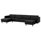 LANDSKRONA 5-seat sofa, with chaise longues/Grann/Bomstad black/wood, 360x78 cm