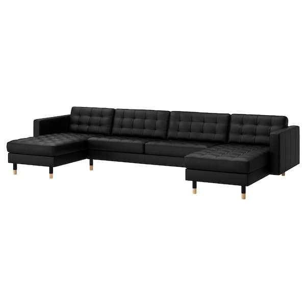 LANDSKRONA 5-seater sofa - with chaise-longue/Grann/Bomstad black/wood , - best price from Maltashopper.com 59046204