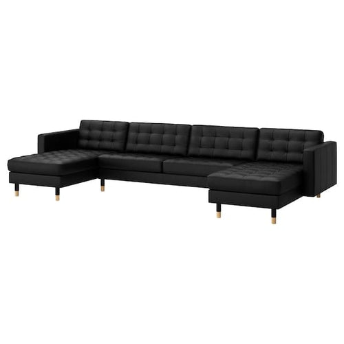 LANDSKRONA 5-seater sofa - with chaise-longue/Grann/Bomstad black/wood ,