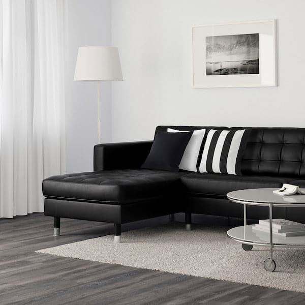 LANDSKRONA 5-seater sofa - with chaise-longue/Grann/Bomstad black/metal , - best price from Maltashopper.com 19046201