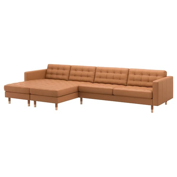 Ikea LANDSKRONA 5-seater sofa - with chaise-longue/Grann/Bomstad brown ochre/wood ,