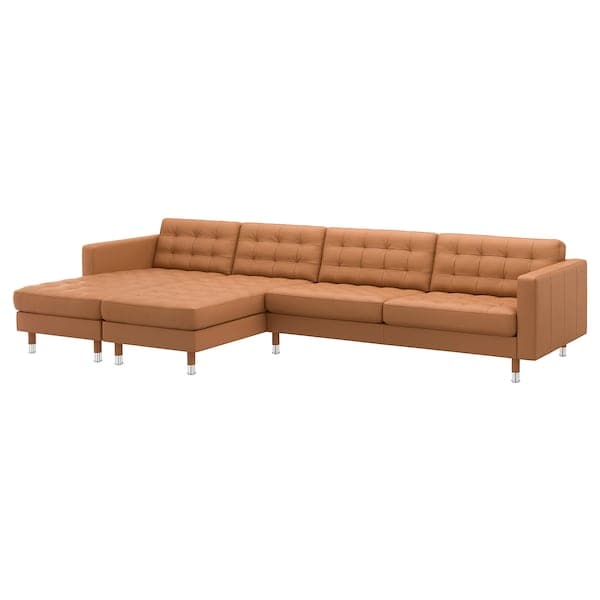 Ikea LANDSKRONA 5-seater sofa - with chaise-longue/Grann/Bomstad brown/metal ochre ,