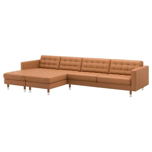 LANDSKRONA 5-seater sofa - with chaise-longue/Grann/Bomstad brown/metal ochre ,