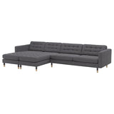 LANDSKRONA 5-seat sofa, with chaise longues/Gunnared dark grey/wood, 360x78 cm