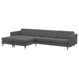 Ikea LANDSKRONA 5-seater sofa - with chaise-longue/Gunnared dark grey/metal ,