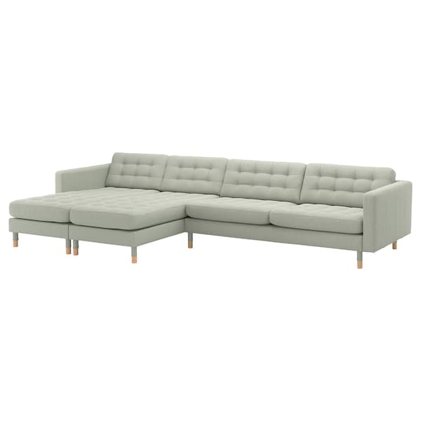 Ikea LANDSKRONA 5-seater sofa - with chaise-longue/Gunnared light green/wood ,