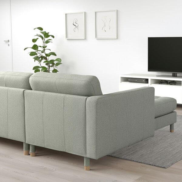 Ikea LANDSKRONA 5-seater sofa - with chaise-longue/Gunnared light green/wood ,