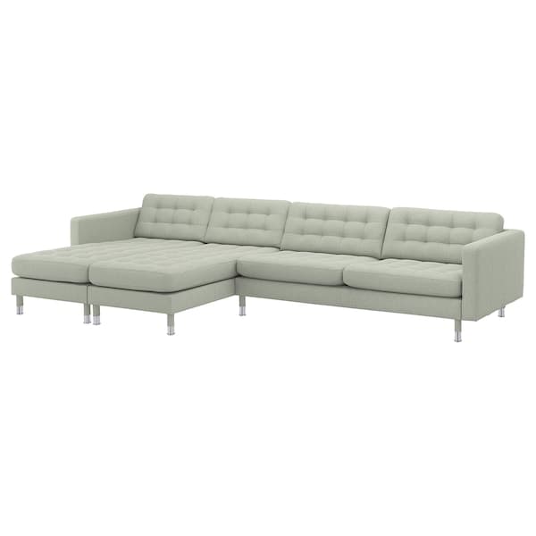 LANDSKRONA 5-seater sofa - with chaise-longue/Gunnared light green/metal , - best price from Maltashopper.com 39269988