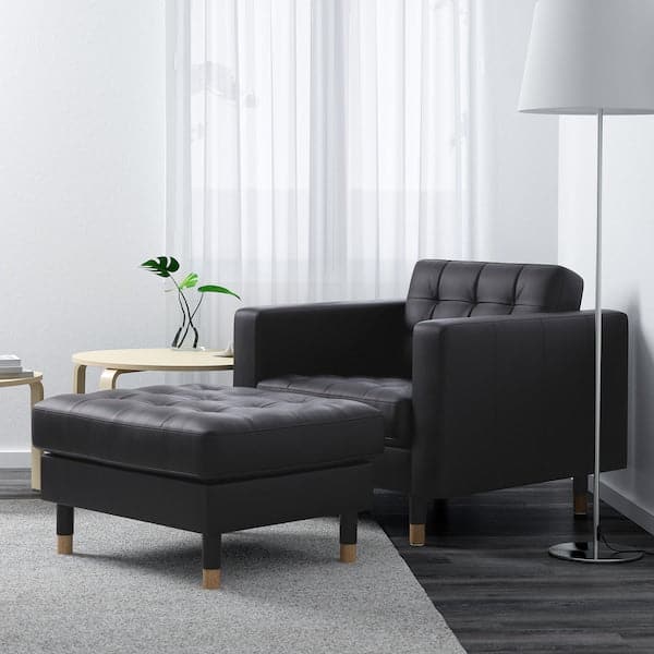 Ikea LANDSKRONA Armchair - Grann/Bomstad black/wood ,
