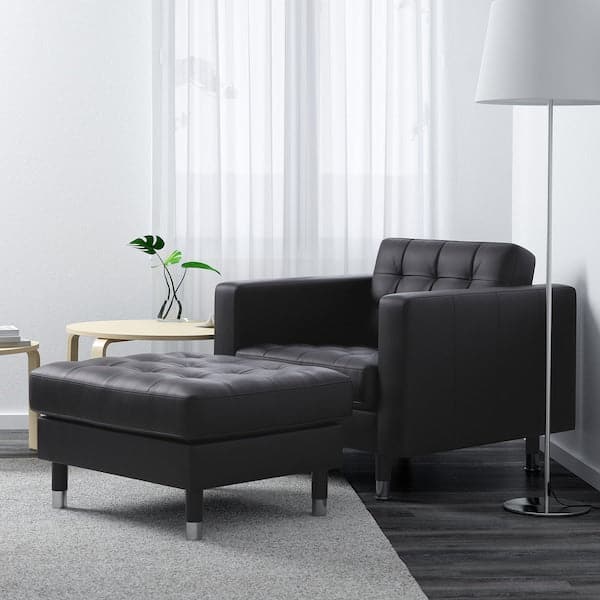 Ikea LANDSKRONA Armchair - Grann/Bomstad black/metal ,