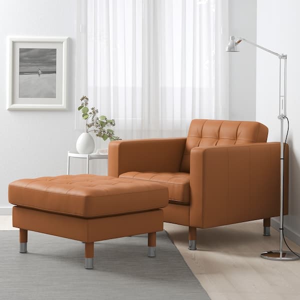 Ikea LANDSKRONA Armchair - Grann/Bomstad brown/metal ochre ,
