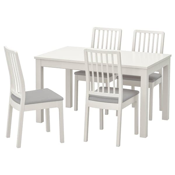 LANEBERG / EKEDALEN Table and 4 chairs - white/white light grey 130/190x80 cm , 130/190x80 cm - best price from Maltashopper.com 89304791