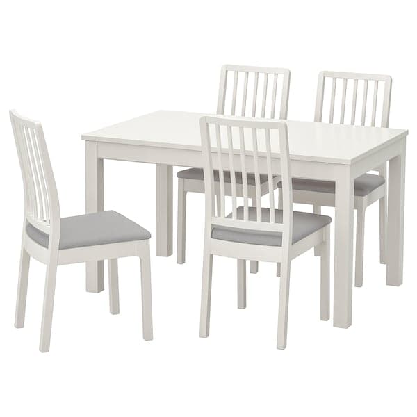 Ikea LANEBERG / EKEDALEN Table and 4 chairs - white/white light grey 130/190x80 cm , 130/190x80 cm