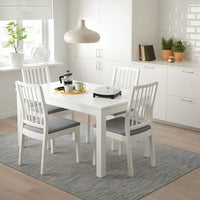 LANEBERG / EKEDALEN Table and 4 chairs - white/white light grey 130/190x80 cm , 130/190x80 cm - best price from Maltashopper.com 89304791