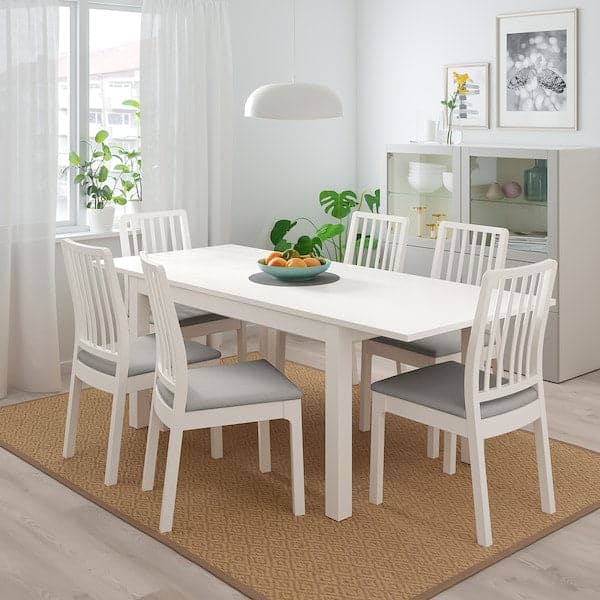 Ikea LANEBERG / EKEDALEN Table and 4 chairs - white/white light grey 130/190x80 cm , 130/190x80 cm