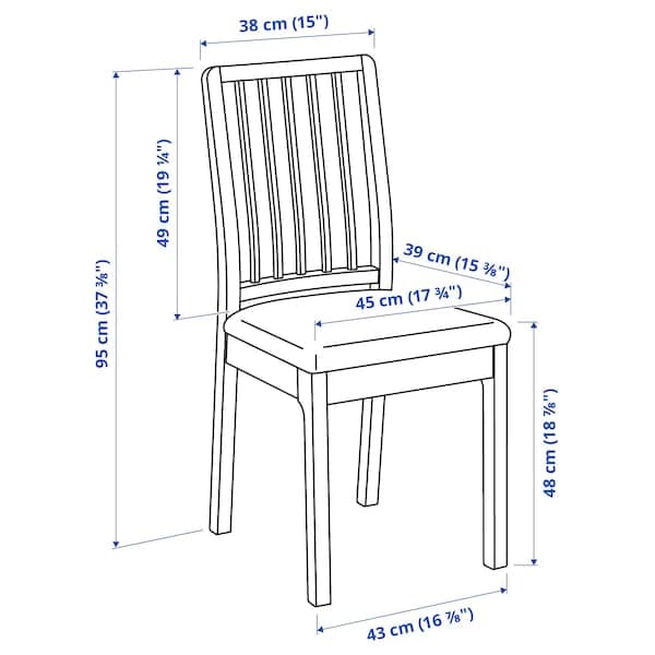 Ikea LANEBERG / EKEDALEN Table and 4 chairs - white/white light grey 130/190x80 cm , 130/190x80 cm