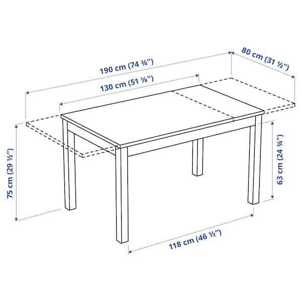 Ikea LANEBERG - Extendable table, white, 130/190x80 cm
