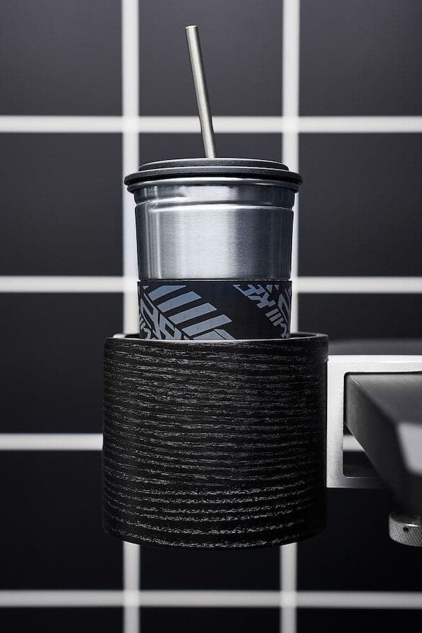 LÅNESPELARE - Mug with lid and straw, black - best price from Maltashopper.com 40507846