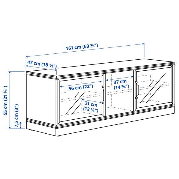 Ikea LANESUND - TV bench, grey-brown, 161x47x55 cm