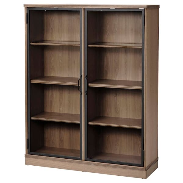 Ikea LANESUND - Glass-door cabinet, grey-brown, 121x37x152 cm