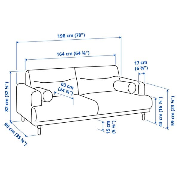 LÅNGARYD 2-seater sofa, Lejde/grey/black metal , - best price from Maltashopper.com 49418134