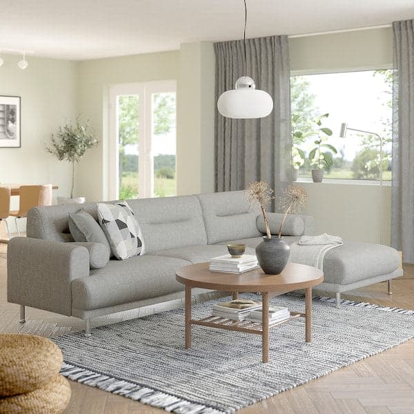 LÅNGARYD 3-seat sofa / chaise longue, right, Lejde / light gray metal , - best price from Maltashopper.com 09418744