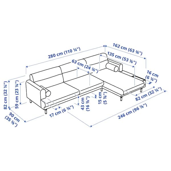 Ikea LÅNGARYD - 3-seater sofa/chaise-longue, right ,