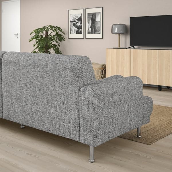 LÅNGARYD 3-seat sofa / chaise longue, right, Lejde gray / black / metal , - best price from Maltashopper.com 39418733