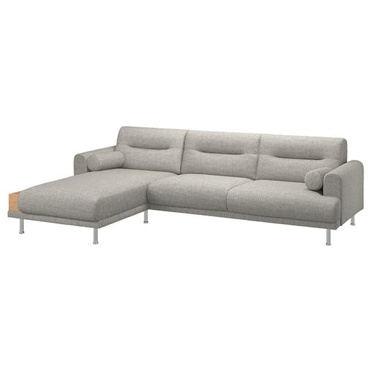 Ikea LÅNGARYD 3-seat sofa / chaise longue, left, Lejde / light gray metal ,