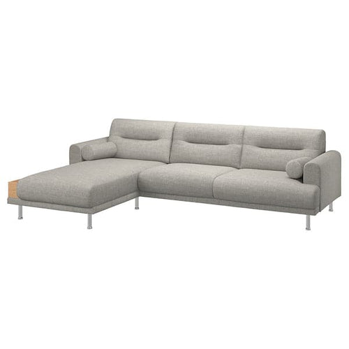 LÅNGARYD 3-seat sofa / chaise longue, left, Lejde / light gray metal ,