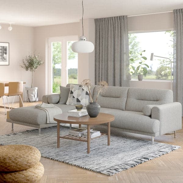 LÅNGARYD 3-seat sofa / chaise longue, left, Lejde / light gray metal , - best price from Maltashopper.com 19418164