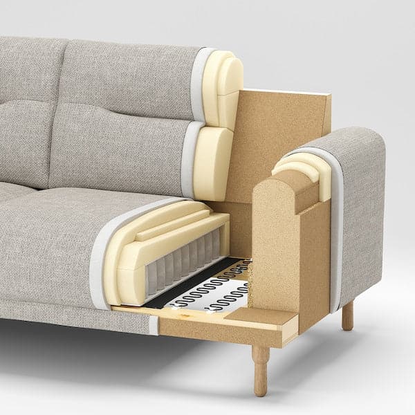 Ikea LÅNGARYD 3-seat sofa / chaise longue, left, Lejde / light gray metal ,