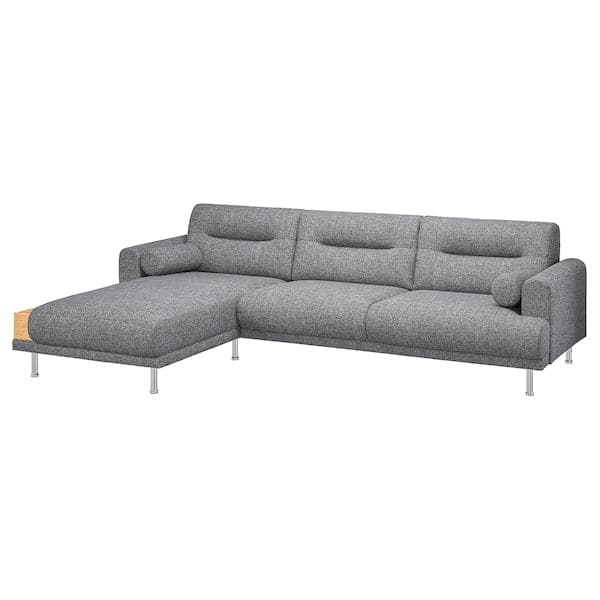 Ikea LÅNGARYD 3-seater sofa/chaise-longue, left, Lejde grey/black/metal ,