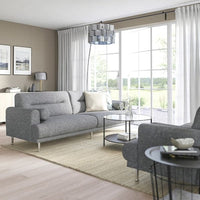 LÅNGARYD 3-seater sofa, Lejde grey/black/metal , - best price from Maltashopper.com 79418104