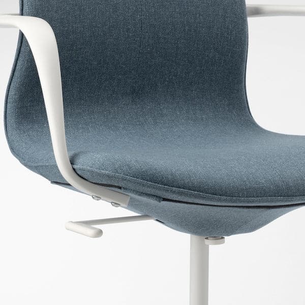 LÅNGFJÄLL Office chair with armrests - Gunnared blue/white , - best price from Maltashopper.com 79252858