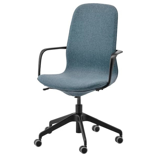 LÅNGFJÄLL Office chair with armrests - Gunnared blue/black ,