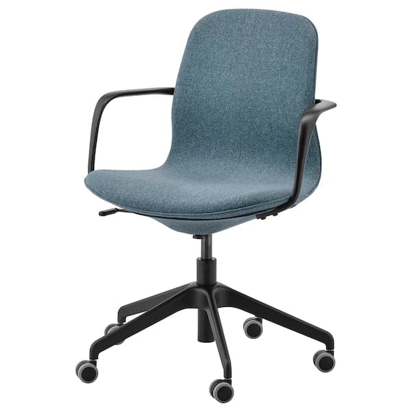 LÅNGFJÄLL Office chair with armrests - Gunnared blue/black ,