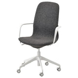 LÅNGFJÄLL conference chair with armrests, Gunnared dark grey/white, 68 cm